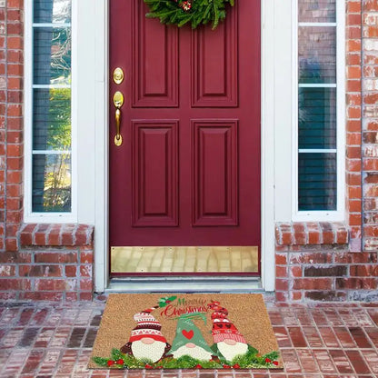 Christmas Door Mat Non-slip Gnome Welcome Entryway Floor Rug Home Festive Atmosphere Floor Decoration for Indoor Outdoor