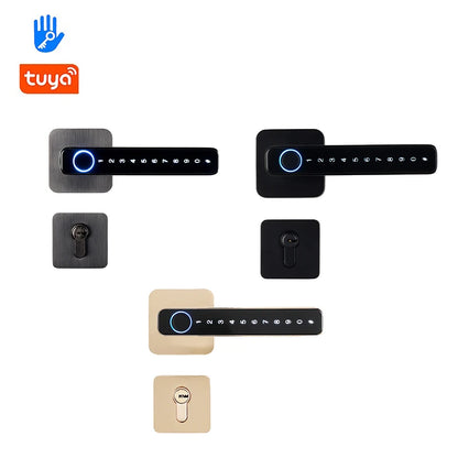 Smart Door Handle Fingerprint Password Remotely Unlock Digital Lock Tuya App Keyless Entry for Doors Smart Electronic Lock