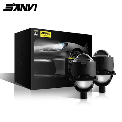 Sanvi 2.5Inch S8 MINI Auto Bi LED Projector Lense for Car Headlights 35W 6000k H4 H7 9005 9006 LED Light  Angel Eye Drving Light