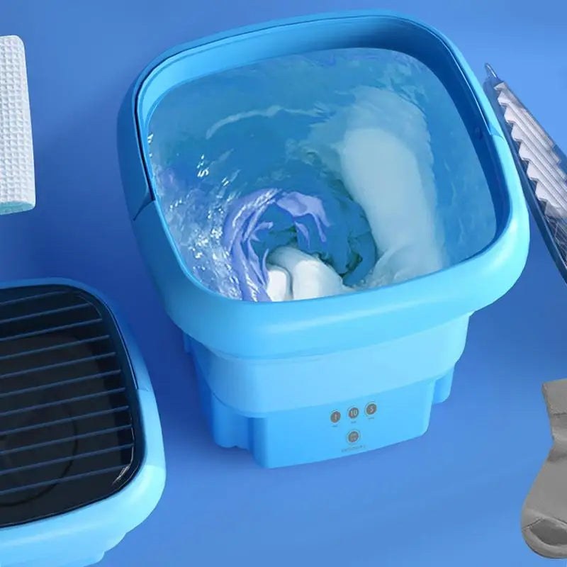 Portable Washing Machine Foldable Mini Washer With Drain Basket