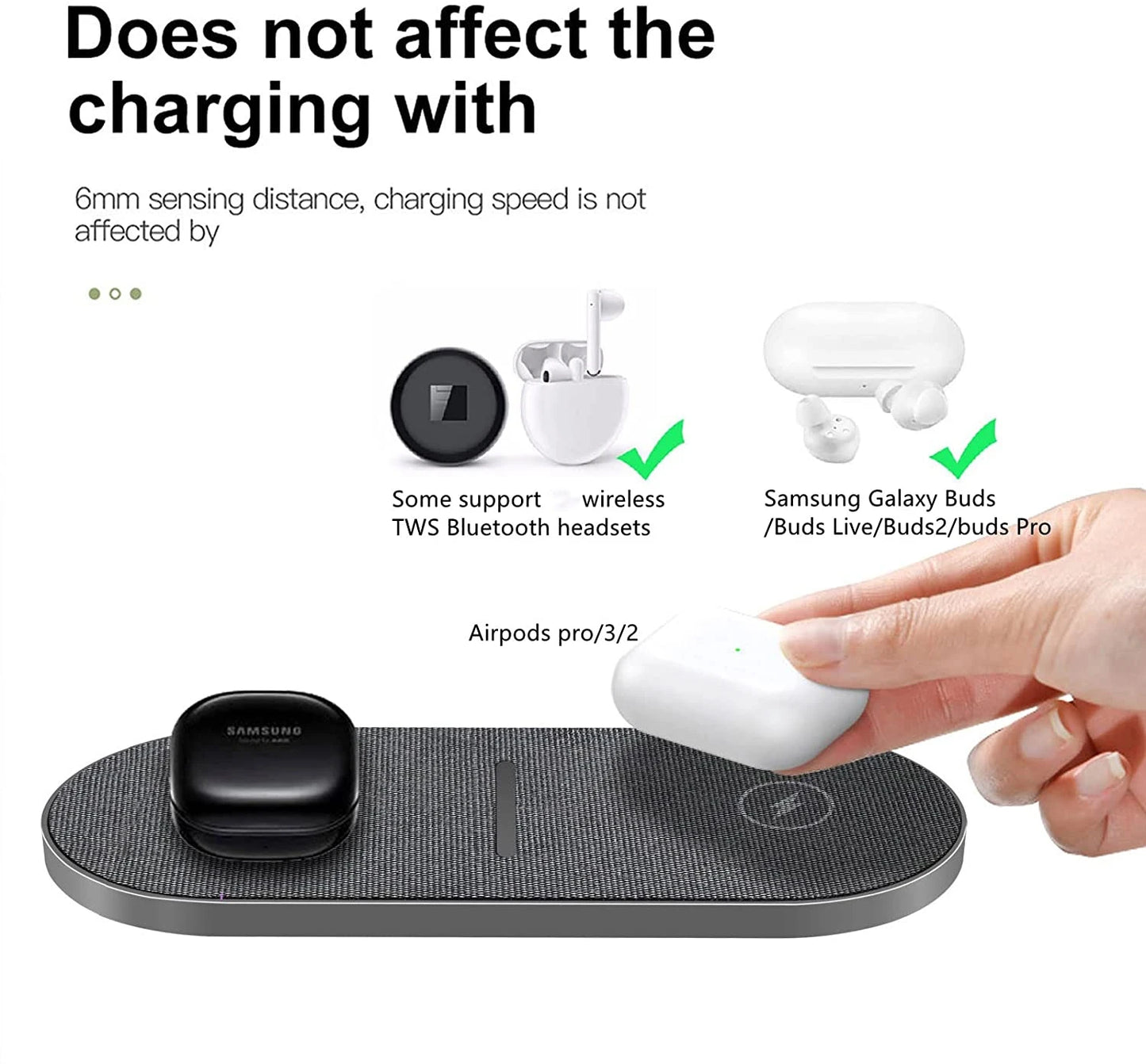 2 in 1 30W Dual Seat Wireless Charger for Samsung S24 S23 Double Fast Charging Pad For IPhone 15 14 13 12 11 XS XR 8 Airpods Pro