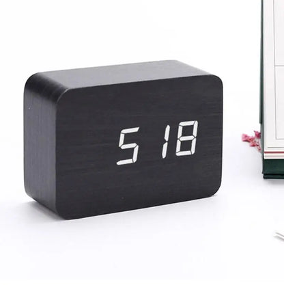 Alarm Clock LED Wooden Watch Table Voice Control Digital Wood Despertador USB/AAA Powered Electronic Desktop Clock Home Supplies