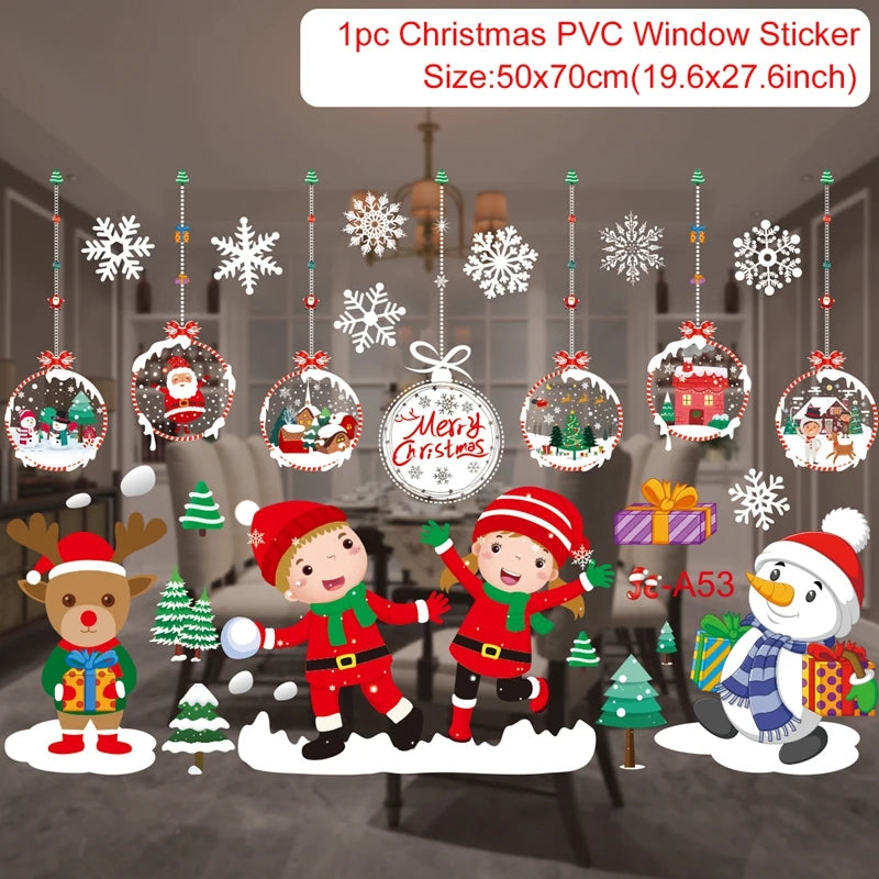 Christmas Window Stickers Christmas Wall Sticker Kids Room New Year Decoration 2025