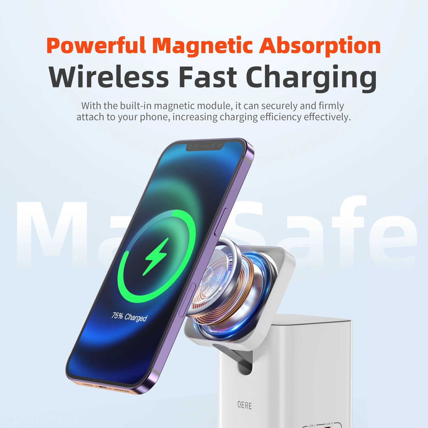 QERE Mobile Phone Magnetic Wireless Charger Station Fast Charging Safe Multi-functional Portable Foldable Mini  Wireless Charger