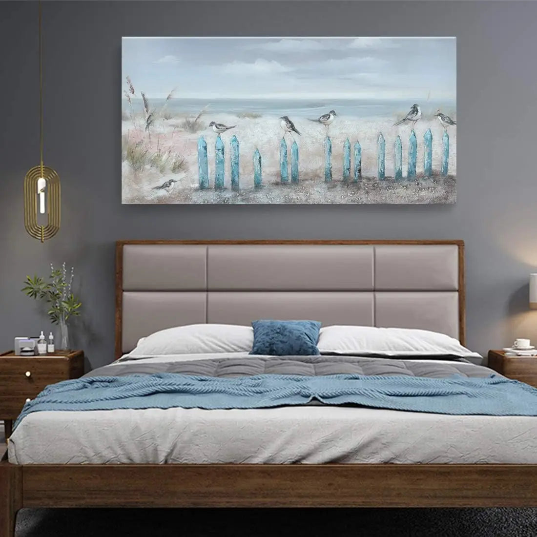 Big Wall Art for Living Room Extra Large Hand-painted Beach Oil Painting Ocean Sea Bird Seagull Canvas 60 x 30 inch