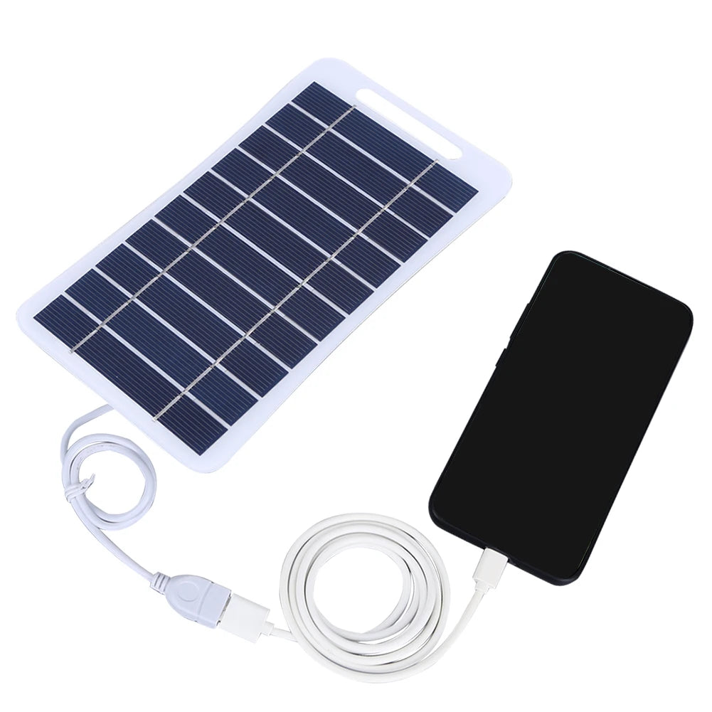 2W 5V Portable Solar Panel USB Battery Charger Solar Panel Kit Waterproof Phone Power Bank for Camping Backpacking Hiking