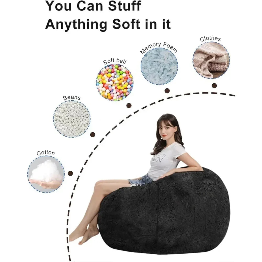 Giant Fur Bean Bag Chair Cover | Lazy Sofa Chair