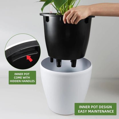 Inner Pot Design Pots 18x17 Self Watering Planter With Wheels Indoor Outdoor Garden Planters Supplies Home