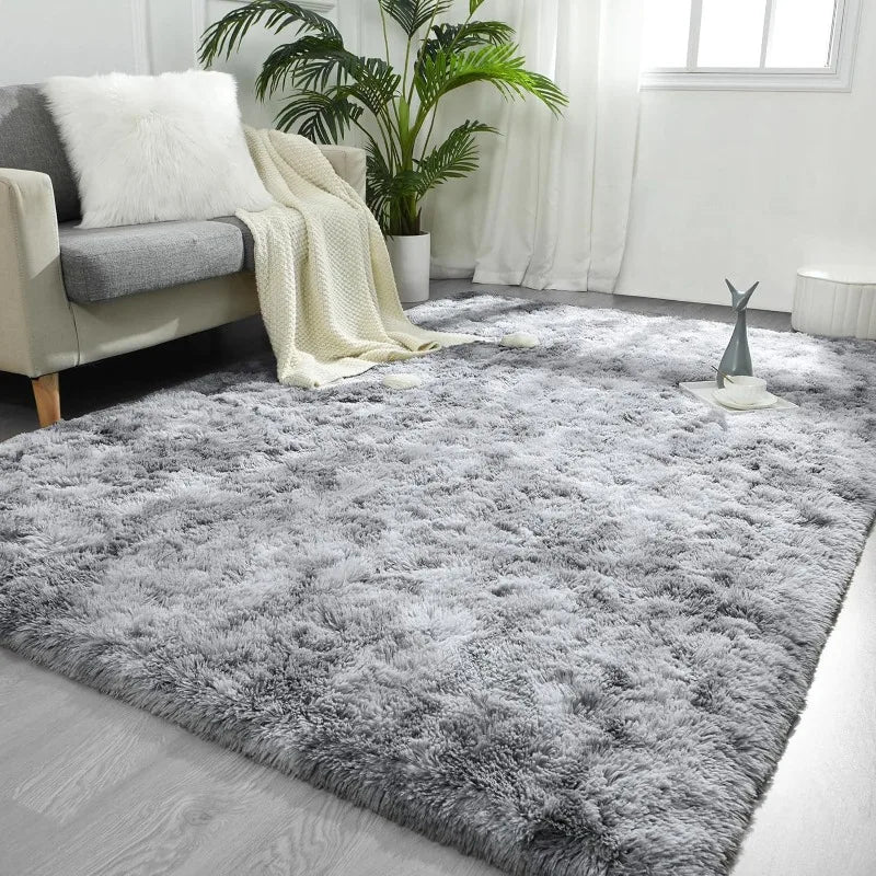 Feet Large Area Rugs, Tie-Dyed Light Grey Shaggy Rug Fluffy Throw Carpets, Ultra Soft Plush Modern Indoor Fuzzy Rugs