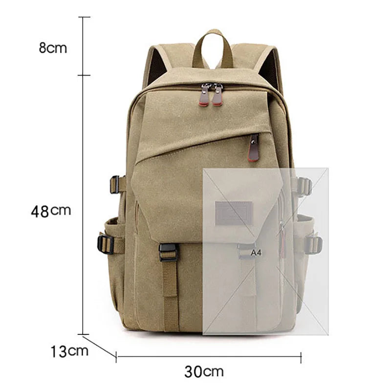 Olylan New Canvas Backpack Men's Backpack High Capacity Student backpack Commuter backpack 15.6-inch Computer Bag