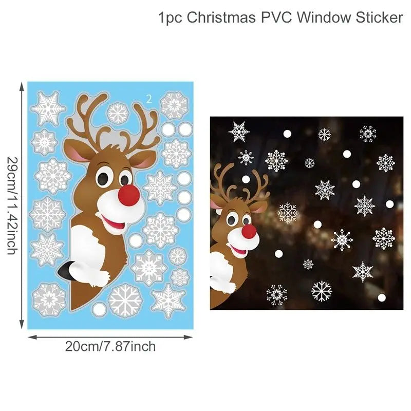 Christmas Window Stickers Christmas Wall Sticker Kids Room New Year Decoration 2025