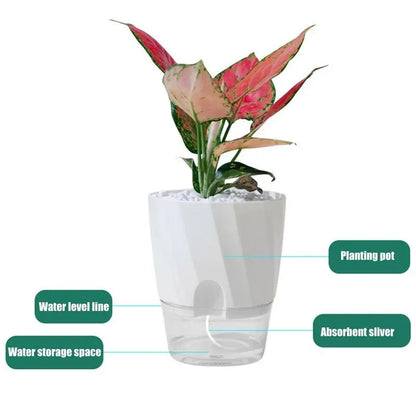 Self Watering Plant Pot Transparent Plastic Flower Pot Double-layer Automatic Suction Basin Lazy Potted African Violet Pots