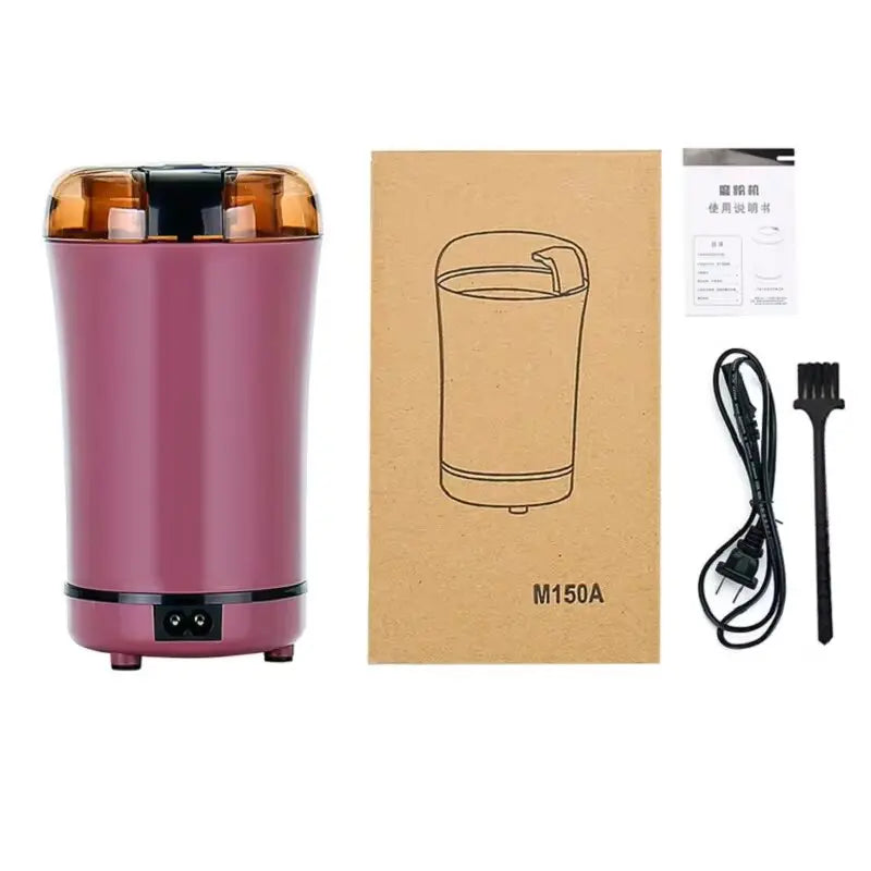 NEW Mini Portable Electric Coffee Bean Grinder, Kitchen Tool, Herbs Salt Pepper Spices Nuts Crusher, EU Plug -Black