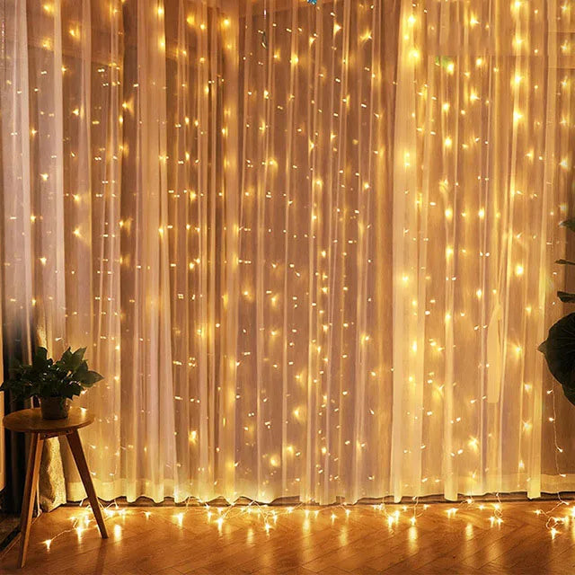 1pc Curtain String Lights, USB Powered Fairy Lights, 8 Lighting Modes With Remote Control,Christmas New Year Home Decoration