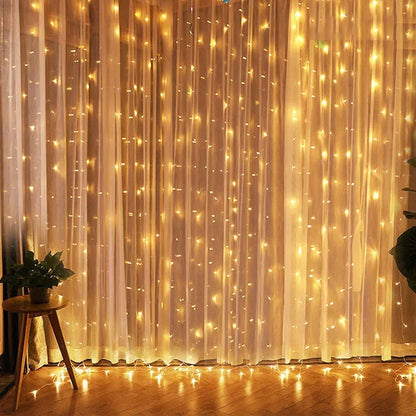 1pc Curtain String Lights, USB Powered Fairy Lights, 8 Lighting Modes With Remote Control,Christmas New Year Home Decoration