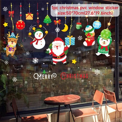 Christmas Window Stickers Christmas Wall Sticker Kids Room New Year Decoration 2025