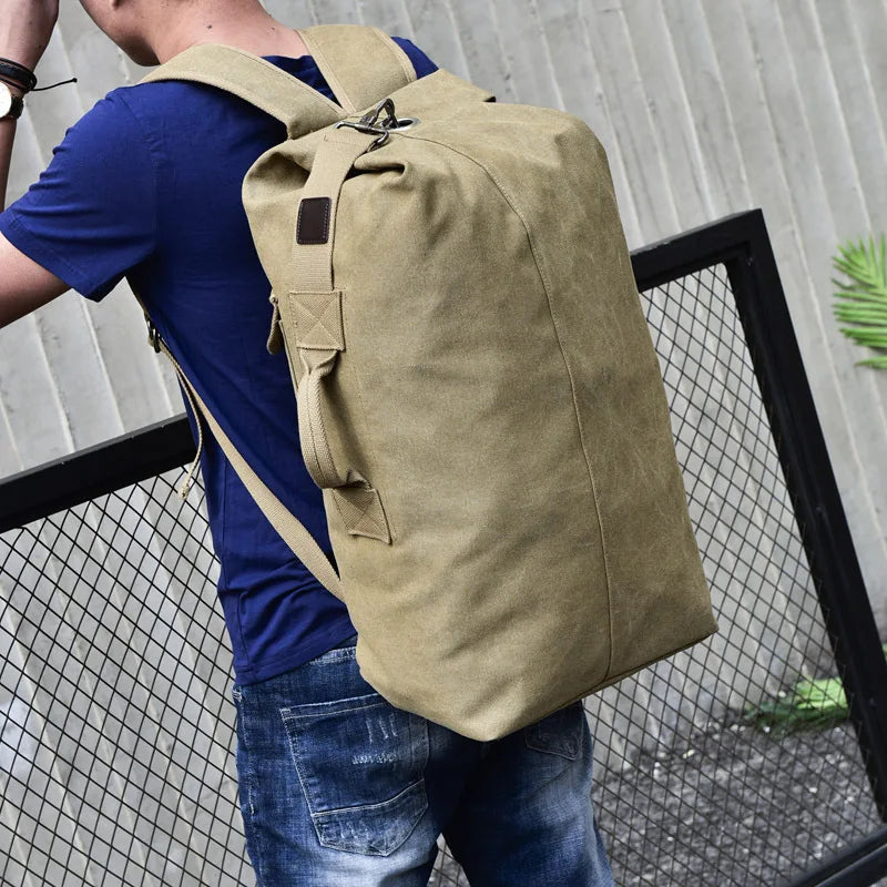 Outdoor Travel Bag Backpack Fashion Large Capacity Rucksack Man Light weight Male Luggage Canvas Bucket Shoulder Bags for Men