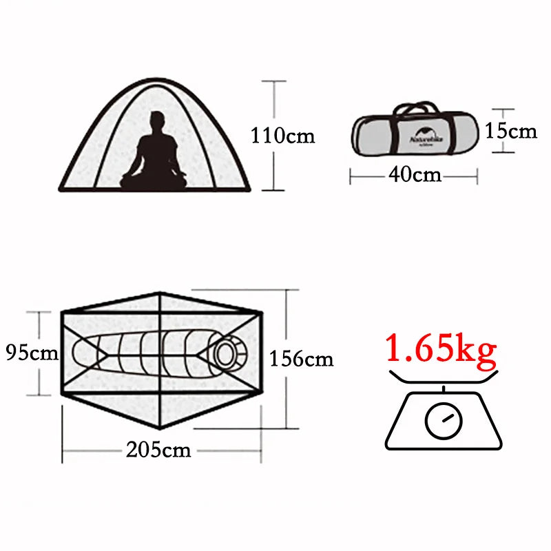 Naturehike Tents Single Person Cycling Tent Ultralight Portable Camping Tent 1P Backpacking Hiking Tent Waterproof Sun Shelter