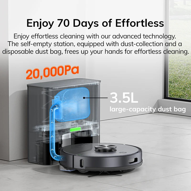 ILIFE T20S LDS Robot Vacuum Cleaner,5000 Pa,Auto Empty Dock 60 Days Hands off Cleaning Vacuum And Mopping Wet / Dry Sweeping