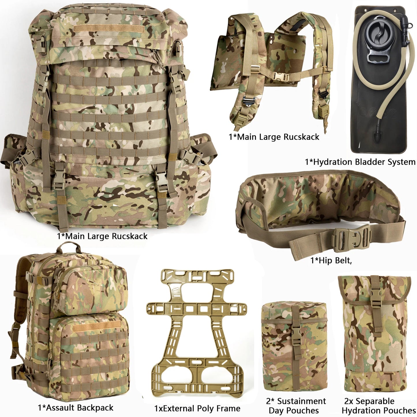 160L Large backpack MT Pack Tactical backpack Military FLIBE Frame Hip Belt Tactical Military Camping Equipment Men's backpack