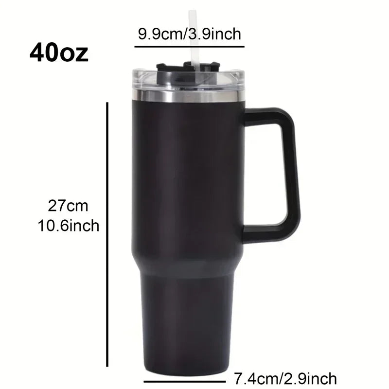 1200ML 304 Stainless Steel Insulated Water Bottle, Thermal Coffee Car Cup Cold Hot Mugs, Vacuum Flask With Handle Straw For Sport