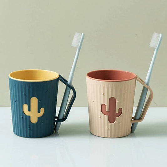 Toothbrush Cup Cartoon Cactus Double Thickened for Adults And Kids Toothbrush Holder Cup Drinkware Tools