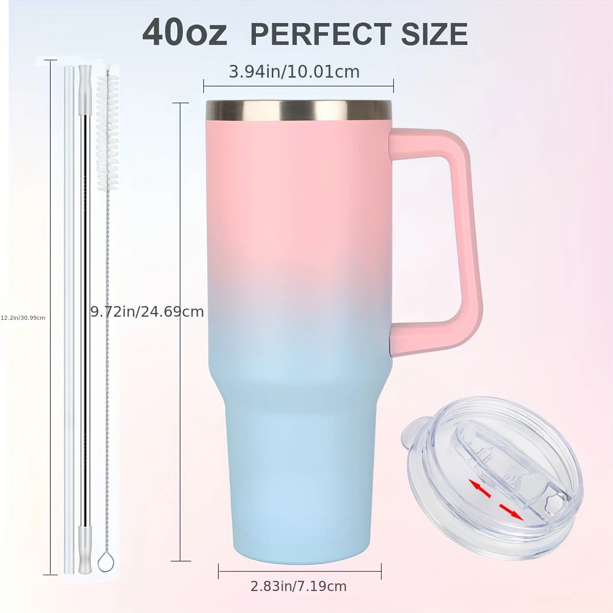 40oz Tumbler with Handle and Straw Lid & Carrier Bag, Stainless Steel Double Vacuum Coffee bler With Purse Pouch Phone Pocket, G