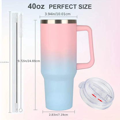 40oz Tumbler with Handle and Straw Lid & Carrier Bag, Stainless Steel Double Vacuum Coffee bler With Purse Pouch Phone Pocket, G