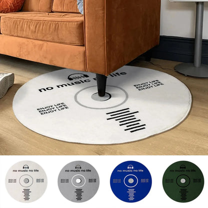 Compact Disc Pattern Carpet Rug Soft Round Blanket White Carpet Non-Slip Mat Cd No Music No Life Rug Living Room Bedroom Decor