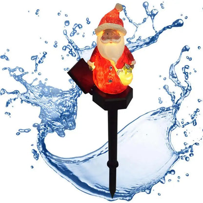 Waterproof Christmas Solar Light Stake With Santa Snowman Design Outdoor Christmas Light Decoration Holiday Waterproof