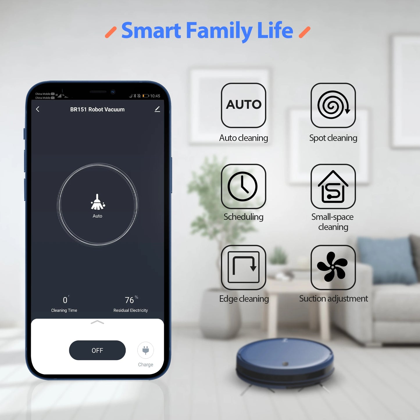 GOOVI BR151 Robot Vacuum Cleaner 6000Pa Strong Suction, Smart Home Support Wifi