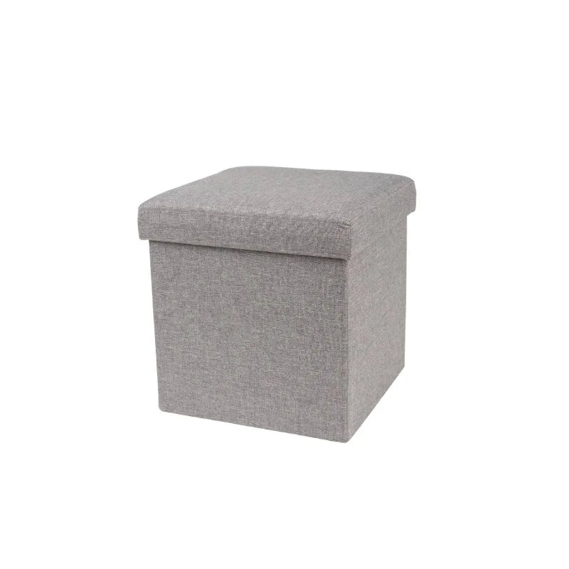 Small Folding Storage Ottoman, Foot Rest Stool, Cube Footrest,for Living Room, Bedroom, Home Office, Dorm, Light Gray