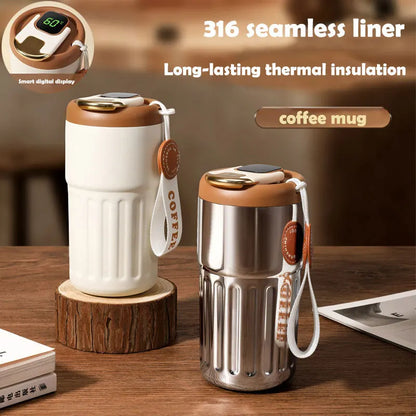 Smart Temperature Display Water Bottle Portable Leakproof Insulation Cup 450ml Thermos 316 Stainless Steel Thermal Coffee Mug