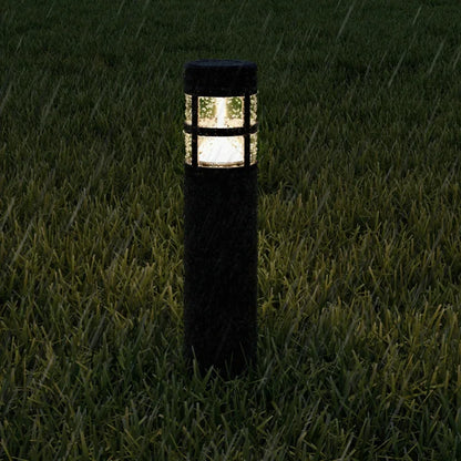 Pure Garden Solar- Set of 8 - 15.4” Outdoor Bollard Lights (Black)